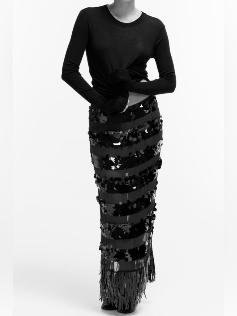 Black Sequin Maxi Skirt - Picture 6 of 6